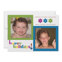 Colorful Colorblock Holiday Photo Card invitations
