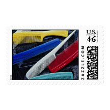 Colorful combs in different styles stamp