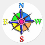 Colorful Compass Rose Stickers