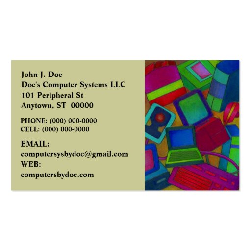 COLORFUL COMPUTER PARTS COMPONENTS BUSINESS CARD