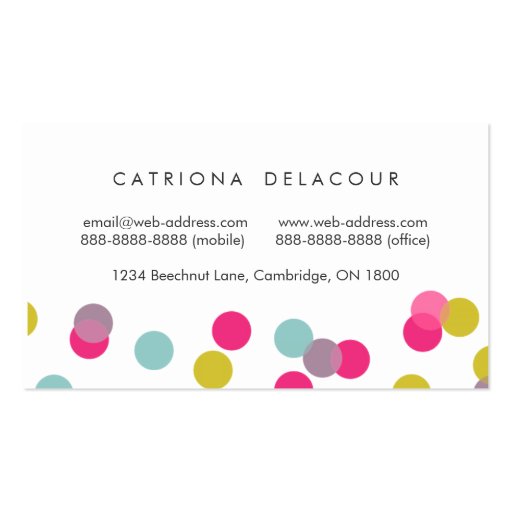 Colorful Confetti Dots Modern Business Card (back side)