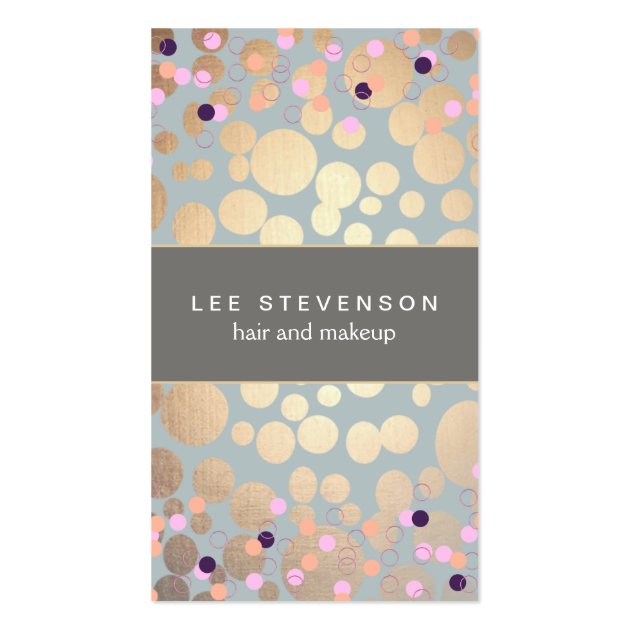 Colorful Confetti Gold Chic Modern Beauty Salon Business Card