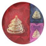 colorful contemporary  Christmas tree plate