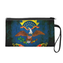 Colorful Contrast North Dakotan Flag Wristlet Purse