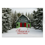 Colorful Country Barn Christmas Greeting Card