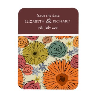 Colorful country flowers and leaves Magnet