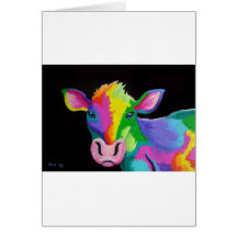 Colorful Cow Greeting Cards