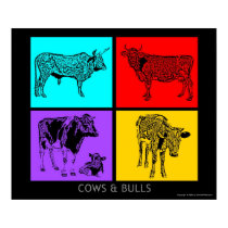 Colorful Cows Posters
