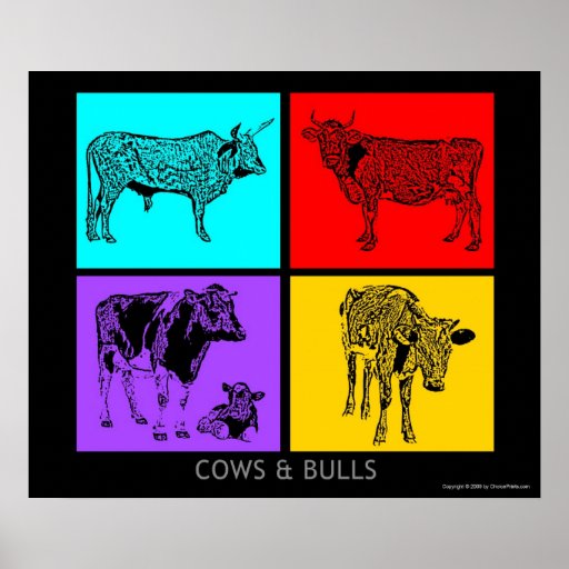 Colorful Cows Posters