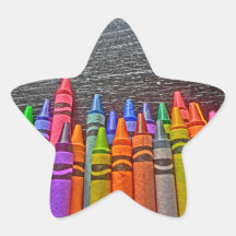 Colorful Crayon bright idea star stickers