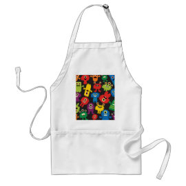 Colorful Crazy Fun Monsters Creatures Pattern Apron