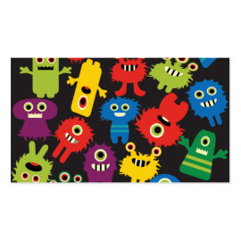 Colorful Crazy Fun Monsters Creatures Pattern Business Card Template