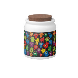 Colorful Crazy Fun Monsters Creatures Pattern Candy Dish