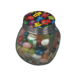 Colorful Crazy Fun Monsters Creatures Pattern Glass Candy Jars
