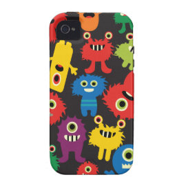 Colorful Crazy Fun Monsters Creatures Pattern Case-Mate iPhone 4 Case