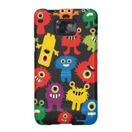 Colorful Crazy Fun Monsters Creatures Pattern Samsung Galaxy S2 Case