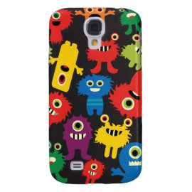 Colorful Crazy Fun Monsters Creatures Pattern Galaxy S4 Cover