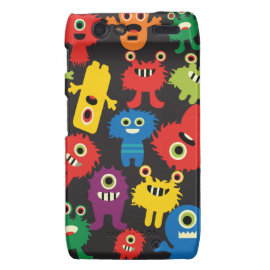 Colorful Crazy Fun Monsters Creatures Pattern Motorola Droid RAZR Cases