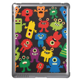Colorful Crazy Fun Monsters Creatures Pattern Cover For iPad