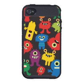 Colorful Crazy Fun Monsters Creatures Pattern Cases For iPhone 4