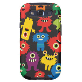 Colorful Crazy Fun Monsters Creatures Pattern Galaxy S3 Covers