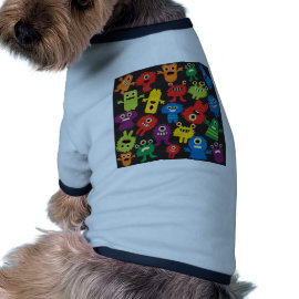 Colorful Crazy Fun Monsters Creatures Pattern Dog Tee