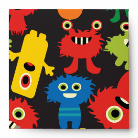 Colorful Crazy Fun Monsters Creatures Pattern Envelope