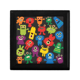 Colorful Crazy Fun Monsters Creatures Pattern Keepsake Boxes