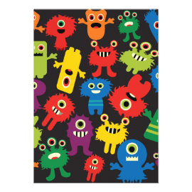Colorful Crazy Fun Monsters Creatures Pattern Custom Announcement