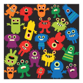Colorful Crazy Fun Monsters Creatures Pattern Personalized Invite
