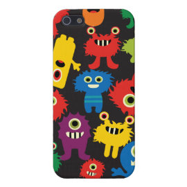 Colorful Crazy Fun Monsters Creatures Pattern Cover For iPhone 5/5S