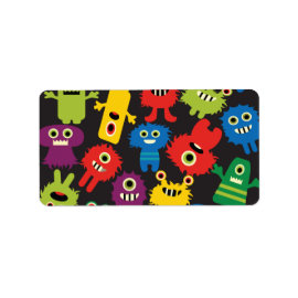 Colorful Crazy Fun Monsters Creatures Pattern Personalized Address Labels