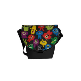 Colorful Crazy Fun Monsters Creatures Pattern Messenger Bags