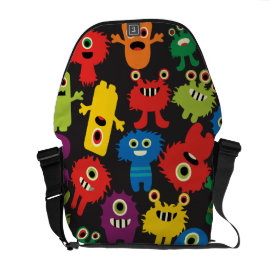 Colorful Crazy Fun Monsters Creatures Pattern Courier Bags