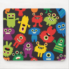 Colorful Crazy Fun Monsters Creatures Pattern Mousepad