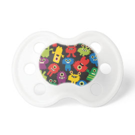 Colorful Crazy Fun Monsters Creatures Pattern Pacifier