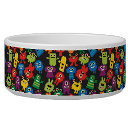 Colorful Crazy Fun Monsters Creatures Pattern Pet Food Bowls