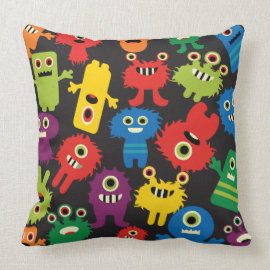 Colorful Crazy Fun Monsters Creatures Pattern Pillows