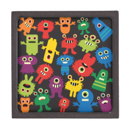 Colorful Crazy Fun Monsters Creatures Pattern Premium Jewelry Box