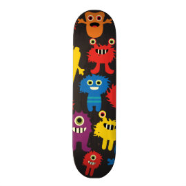 Colorful Crazy Fun Monsters Creatures Pattern Skateboard Deck