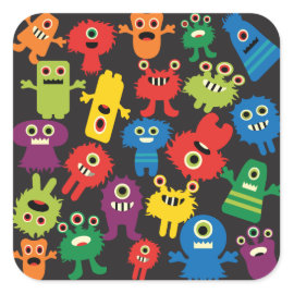 Colorful Crazy Fun Monsters Creatures Pattern Sticker