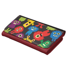 Colorful Crazy Fun Monsters Creatures Pattern Wallet