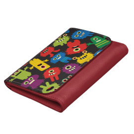 Colorful Crazy Fun Monsters Creatures Pattern Wallets
