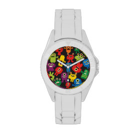Colorful Crazy Fun Monsters Creatures Pattern Watches