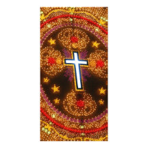 Colorful cross of lights photo greeting card