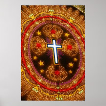 Colorful cross of lights poster