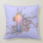 Colorful Cross with floral design Throw Pillows