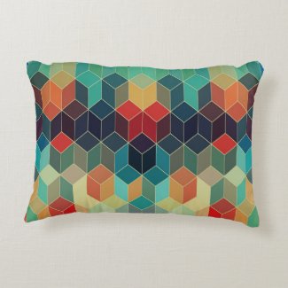 Colorful Cubes Geometric Pattern 2 Accent Pillow