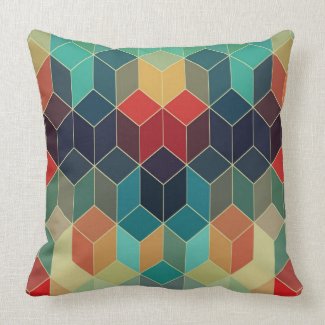 Colorful Cubes Geometric Pattern 2 Pillow