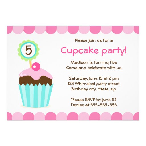 Colorful cupcake girls birthday party invitation